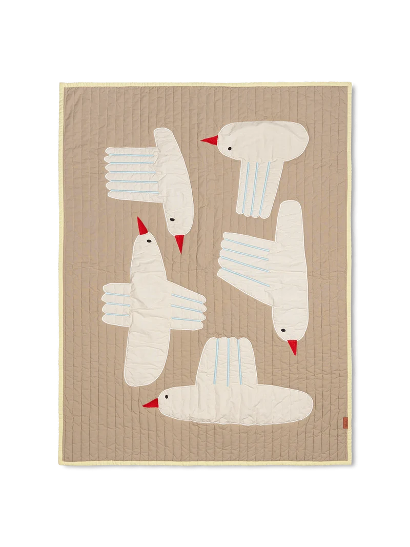 Bird Quilted Blanket - Sand