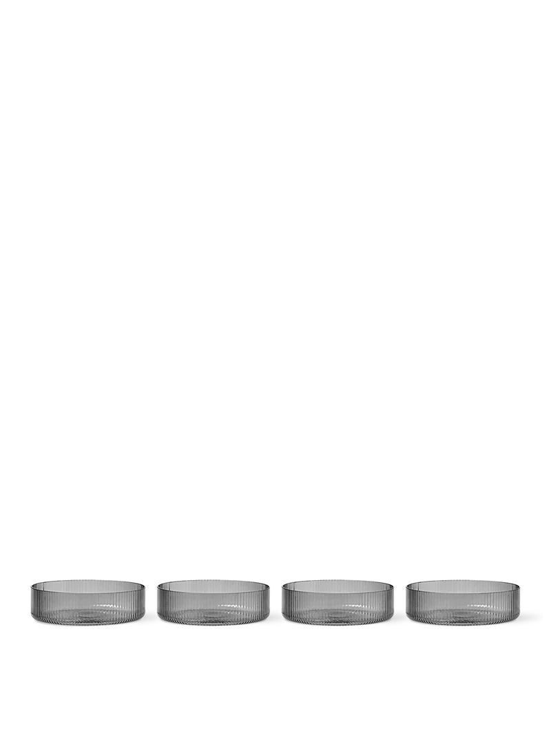 Ripple Serving Bowls - Set of 4 - Smoked Grey