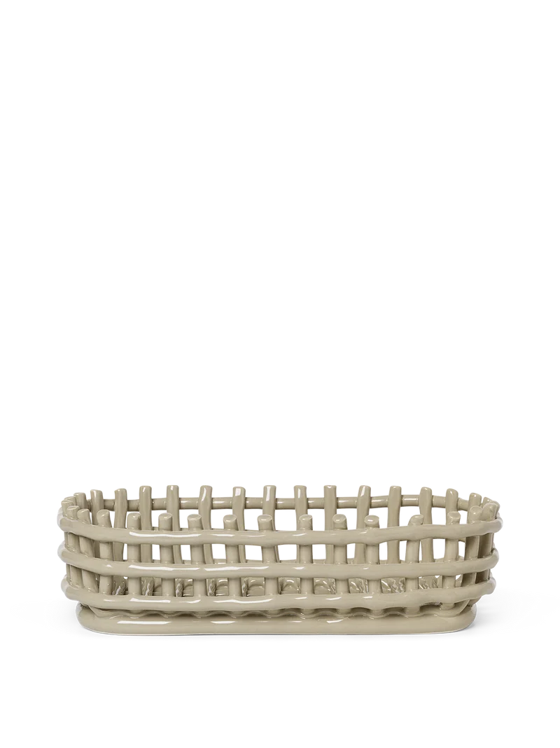 Ceramic Basket - Oval - Cashmere