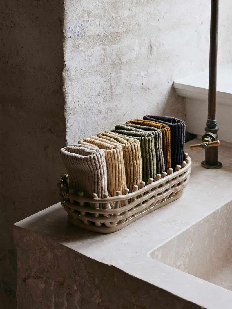 Ceramic Basket - Oval - Cashmere