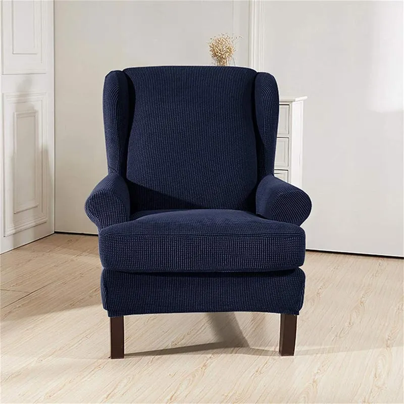 Housse Pour Fauteuil Crapaud Jacquard Bleu Marine