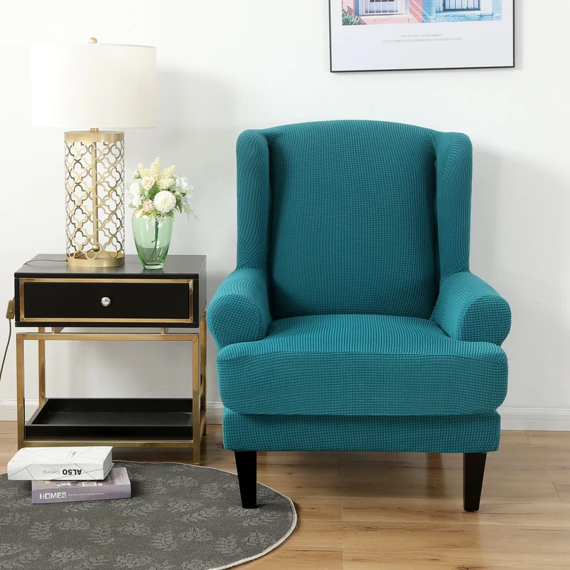 Housse Pour Fauteuil Crapaud Jacquard Bleu Canard