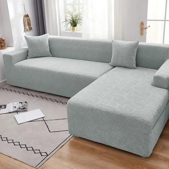 Housse de Canapé d'Angle Extensible Velours Gris Clair
