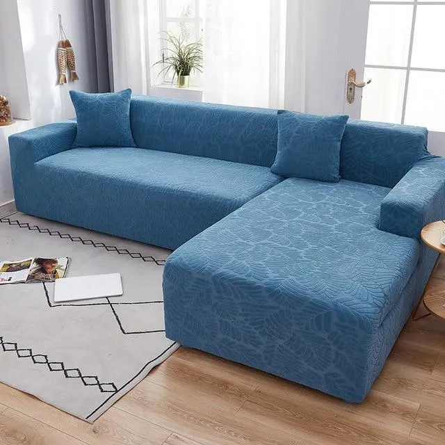 Housse de Canapé d'Angle Extensible Velours Bleu