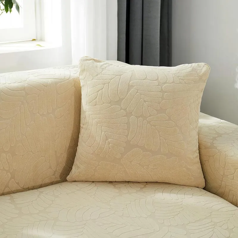 Housse de Canapé d'Angle Extensible Velours Beige
