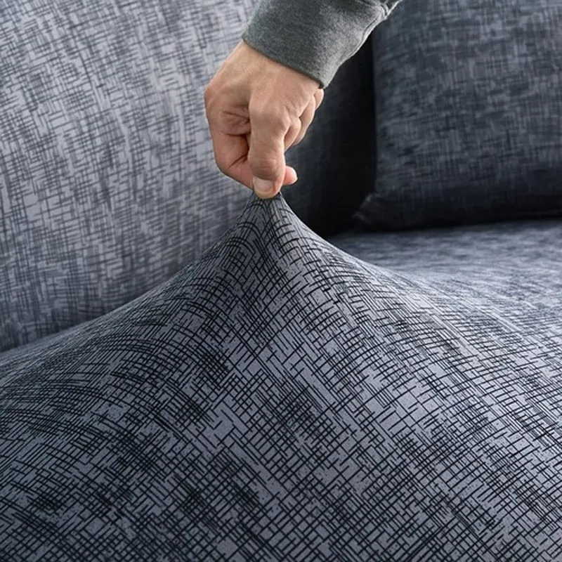 Housse de Canapé d'Angle Extensible Bleu / Gris