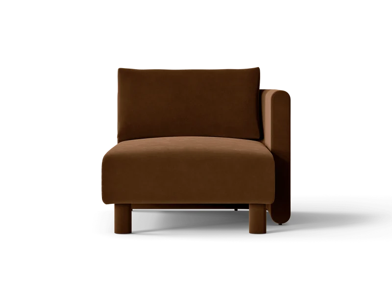 Dase Sofa Chaise Longue Right - Rich Velvet - Soft Brown