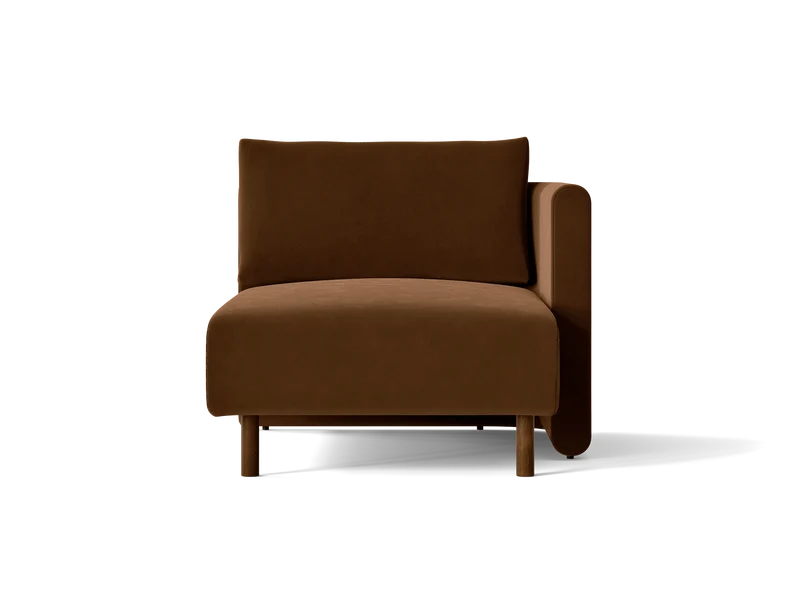 Dase Sofa Chaise Longue Right - Rich Velvet - Soft Brown