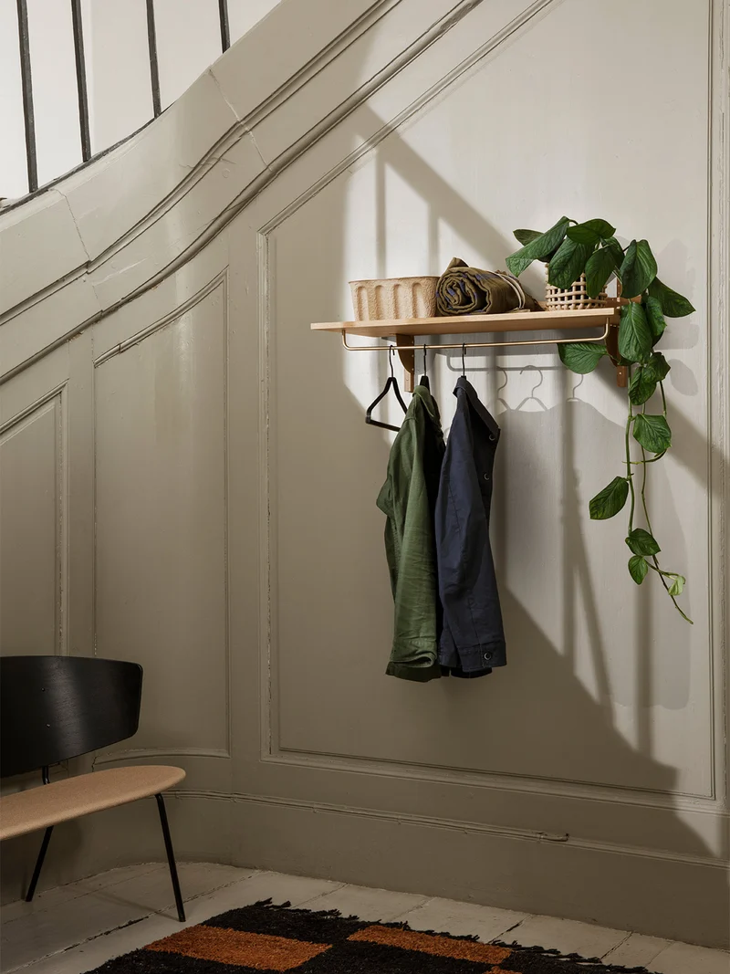 Sector Rack Shelf - Natural Oak/Brass