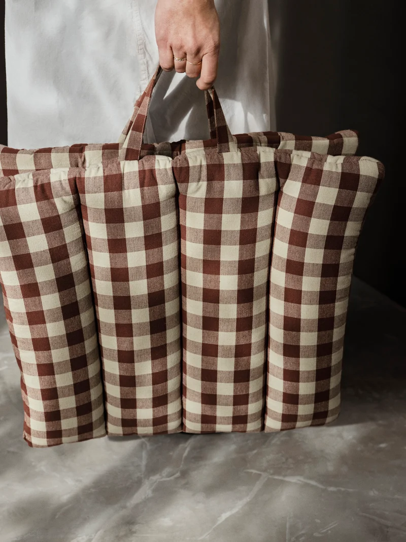 Bothy Check Folding Mat - Cinnamon/Grey Green