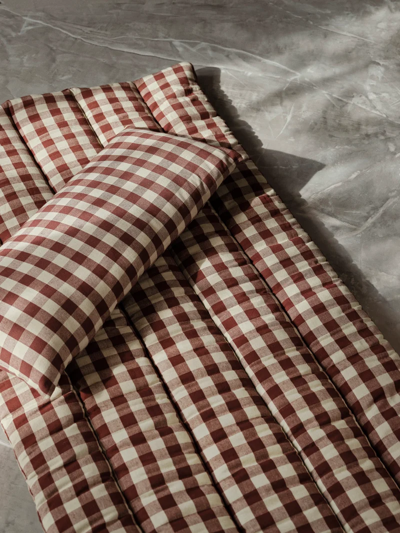 Bothy Check Cushion - Cinnamon/Grey Green