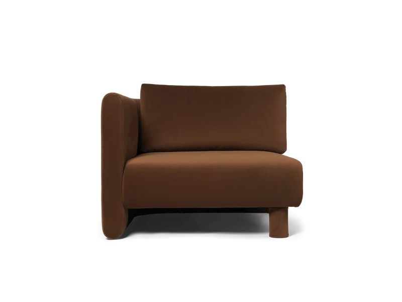 Dase Sofa Armrest Left - Rich Velvet - Soft Brown