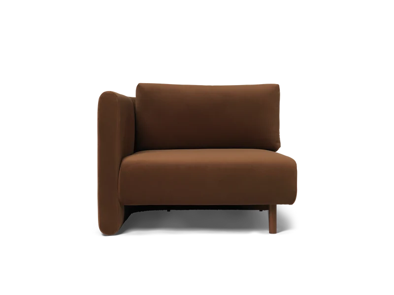 Dase Sofa Armrest Left - Rich Velvet - Soft Brown