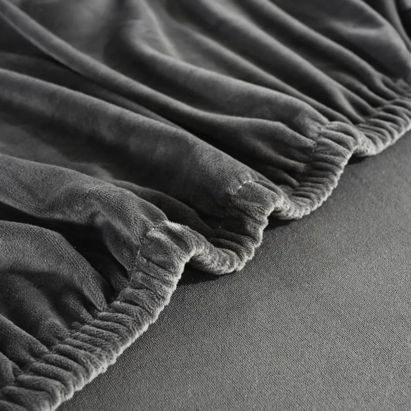 Housse de Canapé d'Angle Extensible Velours Gris Anthracite