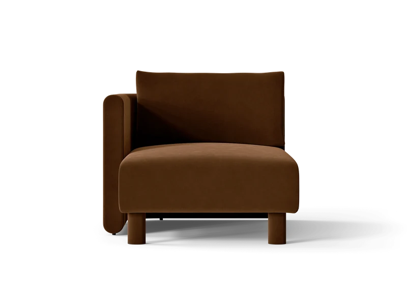 Dase Sofa Chaise Longue Left - Rich Velvet - Soft Brown
