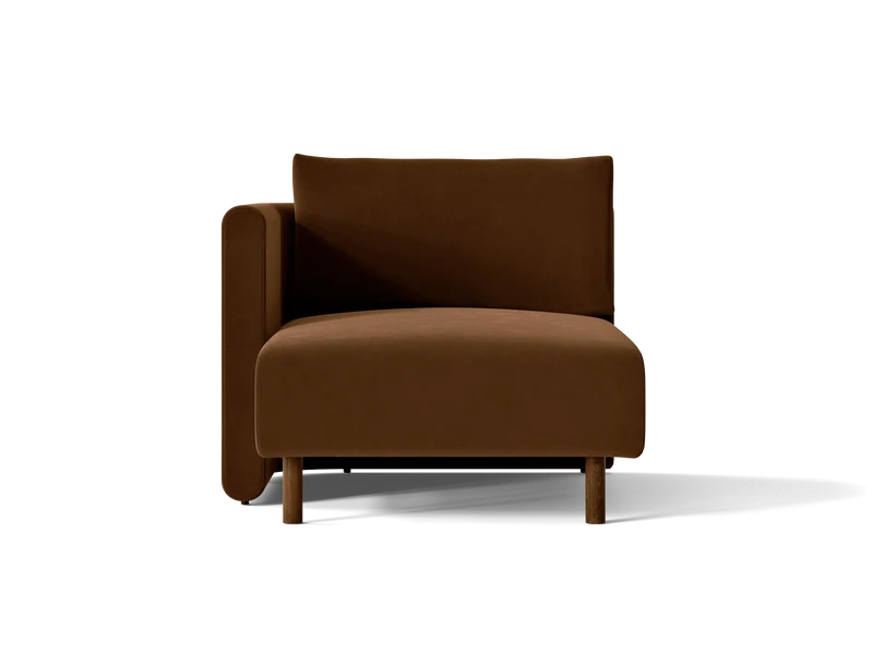 Dase Sofa Chaise Longue Left - Rich Velvet - Soft Brown