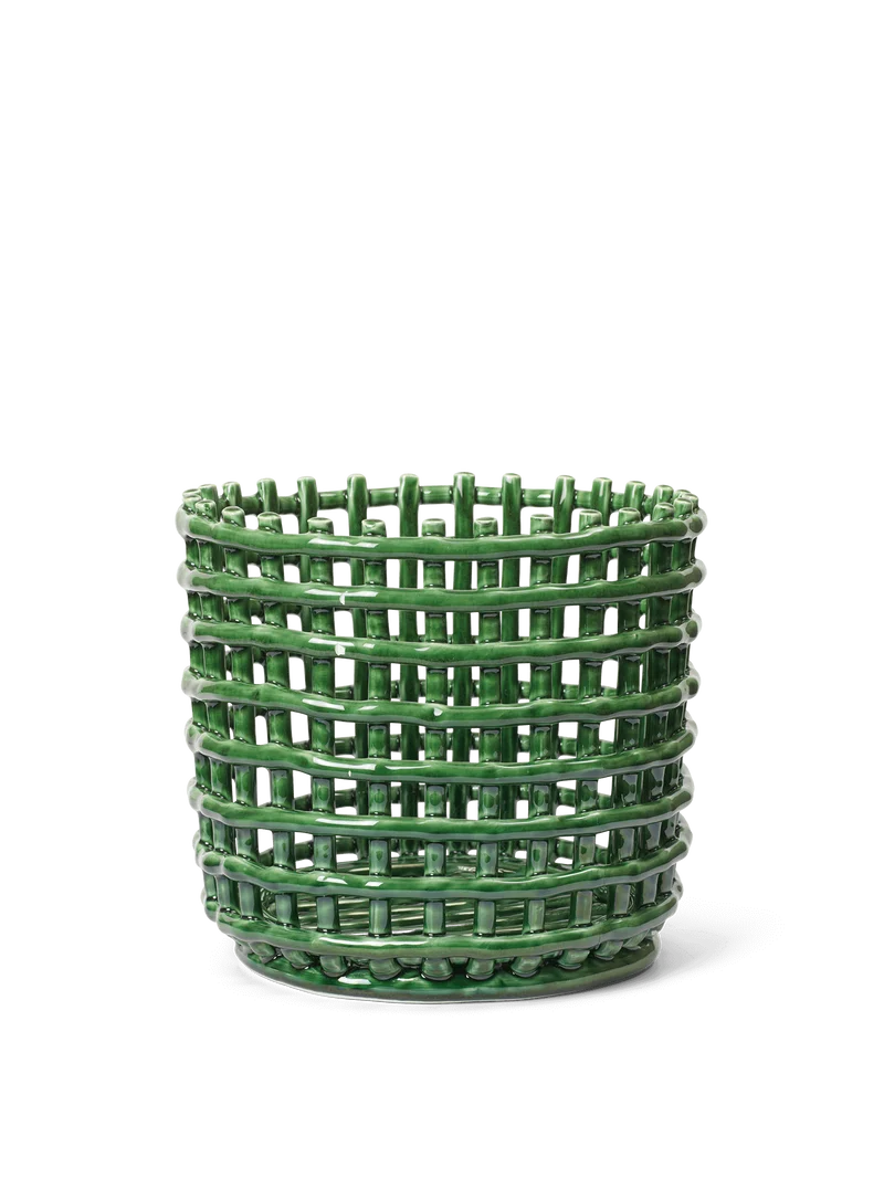 Ceramic Basket - Large - Emerald Green