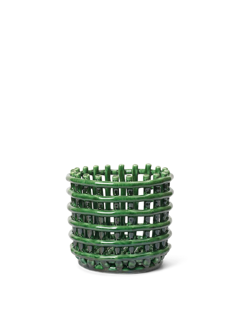 Ceramic Basket - Small - Emerald Green