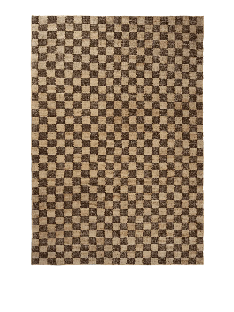 Check Wool Jute Rug - Coffee/Natural