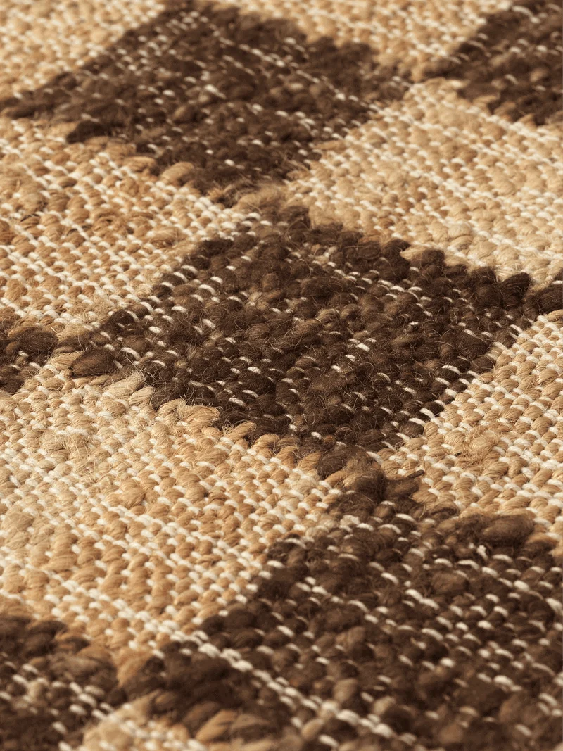 Check Wool Jute Rug - Coffee/Natural