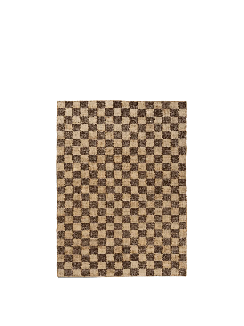 Check Wool Jute Rug - Coffee/Natural
