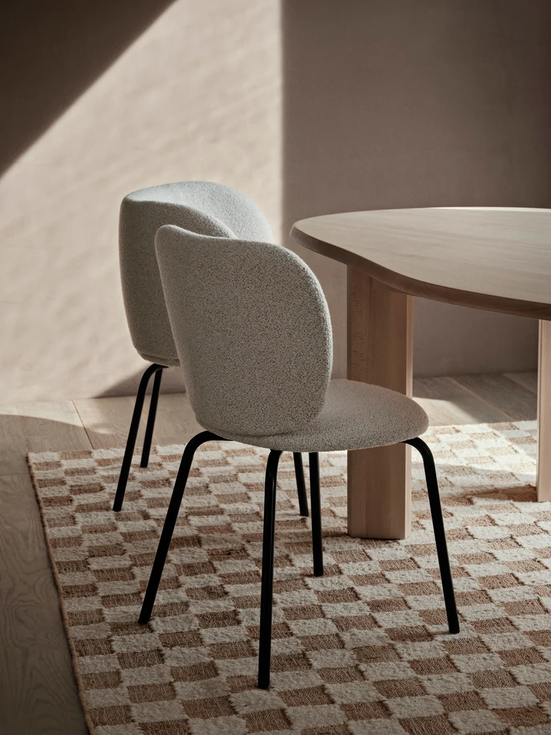 Check Wool Jute Rug - Off-White/Natural