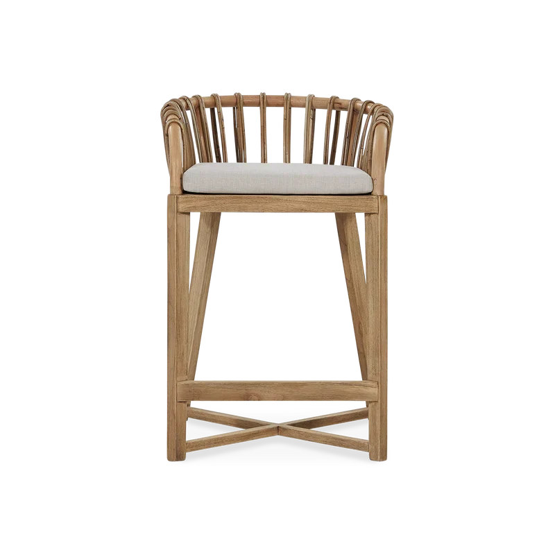 Binah - Teak Wood And Rattan Counter Stool