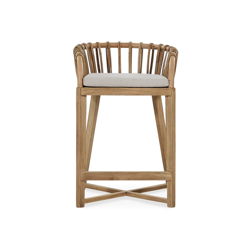 Binah - Teak Wood And Rattan Counter Stool
