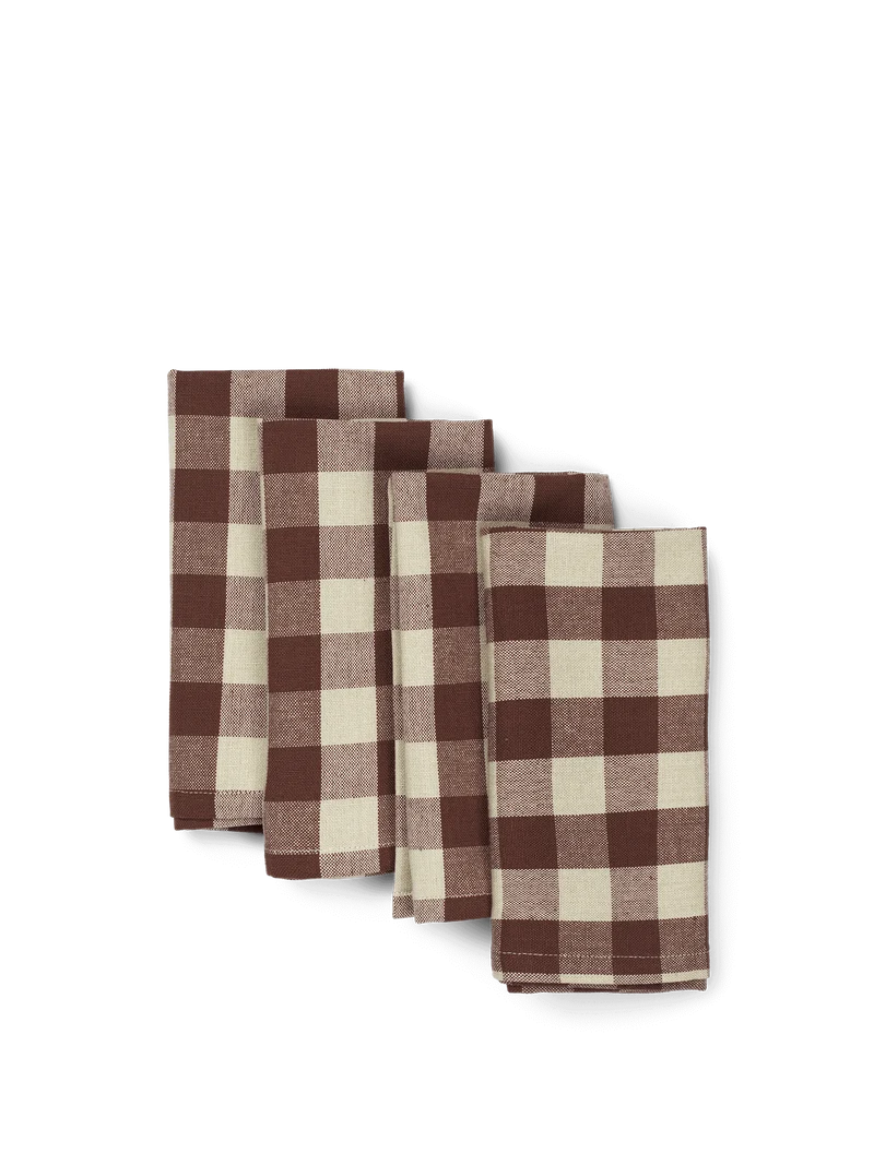 Bothy Check Napkins - Set of 4 - Cinnamon/Grey Green