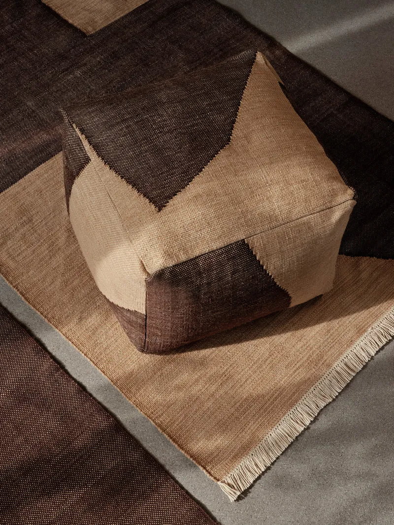 Forene Square Pouf - Tan/Chocolate