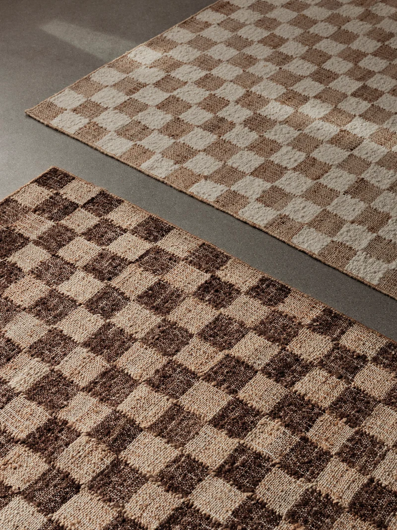 Check Wool Jute Runner - Coffee/Natural