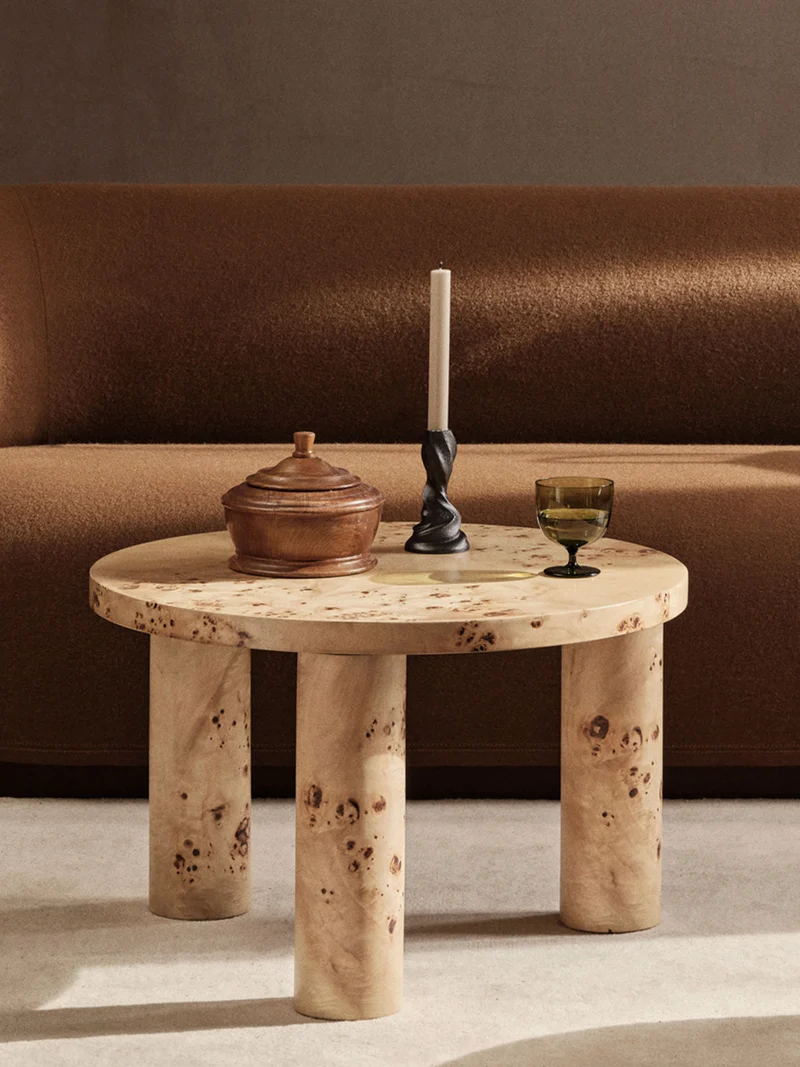 Post Coffee Table - Small - Poplar Burl Veneer