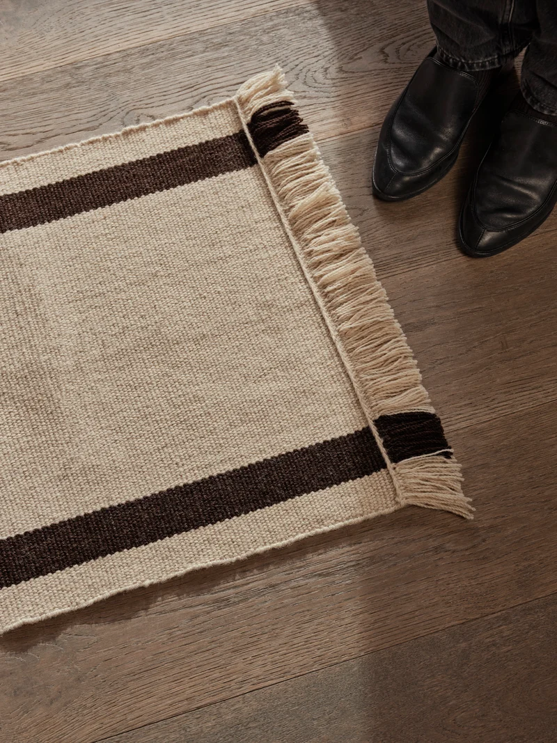 Calm Kelim Mat - Off-White/Coffee