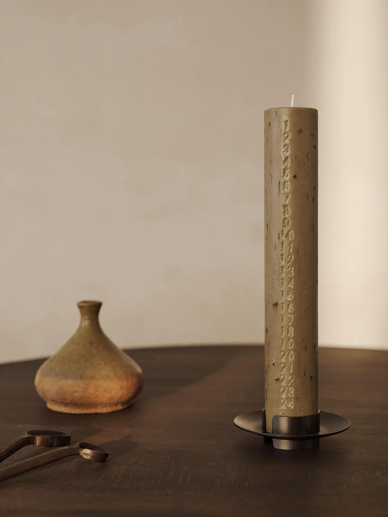 Block Candle Holder - Black Brass