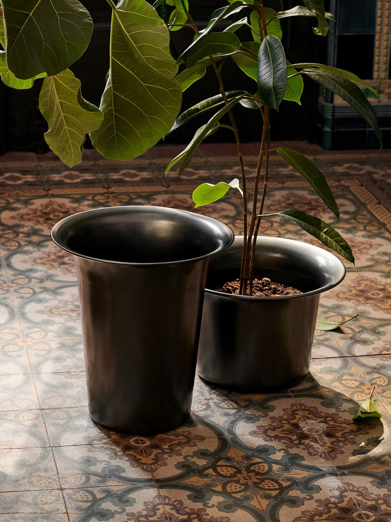 Spun Alu Basket - Low - Blackened Aluminium