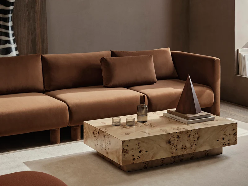 Dase Sofa Armrest Right - Rich Velvet - Soft Brown
