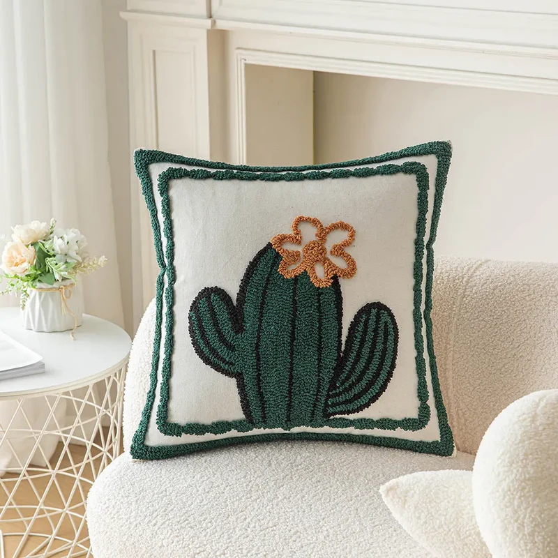 Housse de Coussin Cactus Brodé FLORENT
