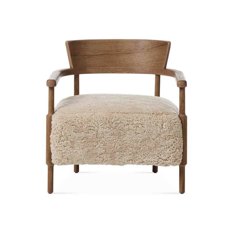 Bennett - Solid Oak and Shearling Armchair by Four Hands