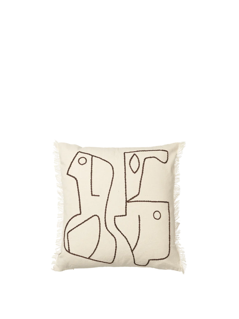 Figure Cushion - Off-White/Coffee