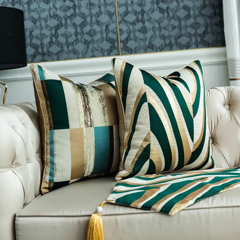 Housse de Coussin Géométrique GOLDWAVE