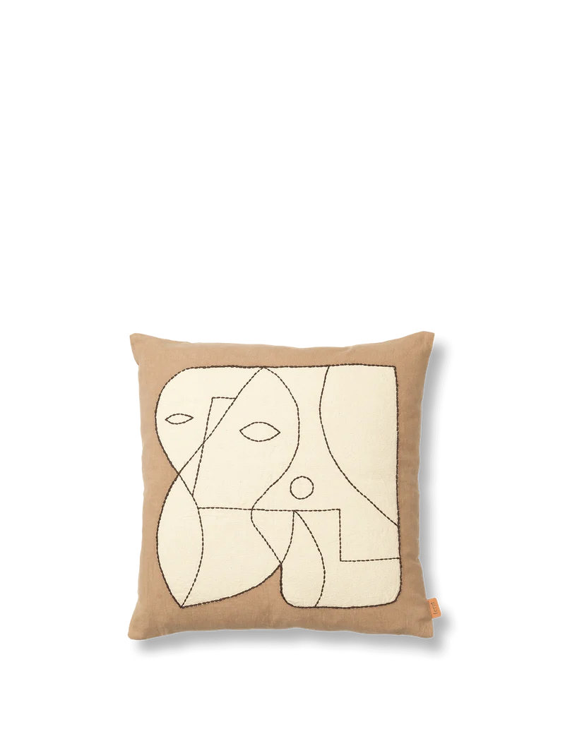 Figure Cushion Cover - Dark Taupe/Off-White