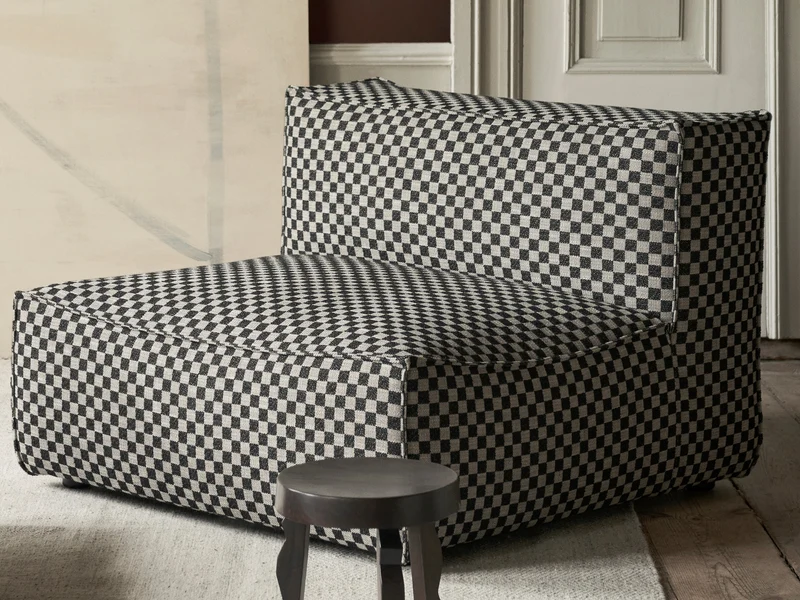Catena Sofa Center L100 - Check - Sand/Black