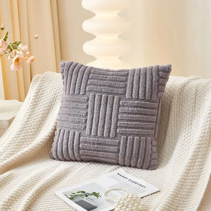 Housse de Coussin Velours Rayé VELINE