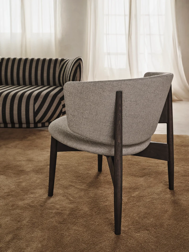 Herman Lounge Chair - Wood - Bouclé - Dark Stained Beech/Sand