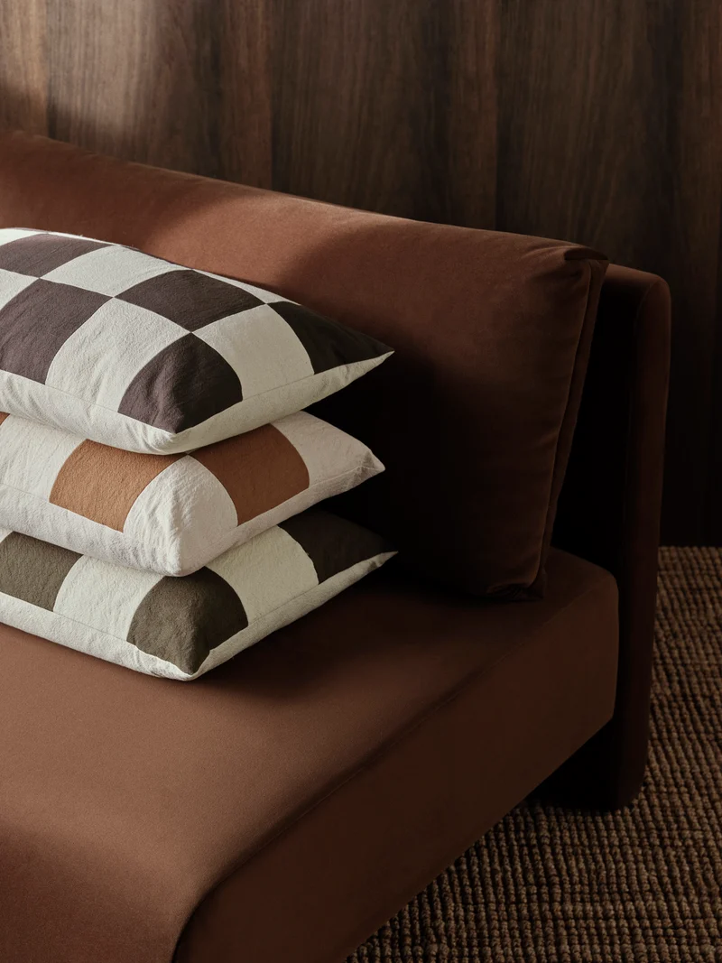 Fold Patchwork Cushion - Dark Olive/Undyed