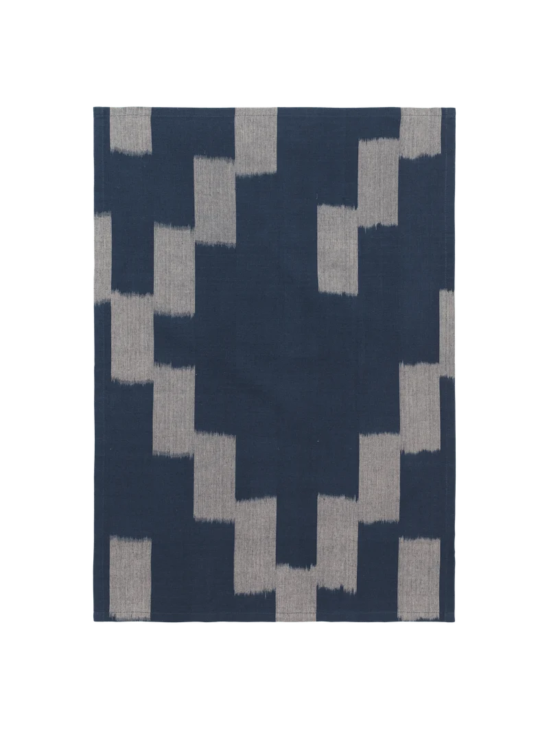 Ikat Tea Towel - Ink Blue/Parchment