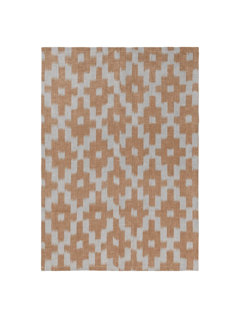 Ikat Tea Towel - Mist Blue/Terracotta