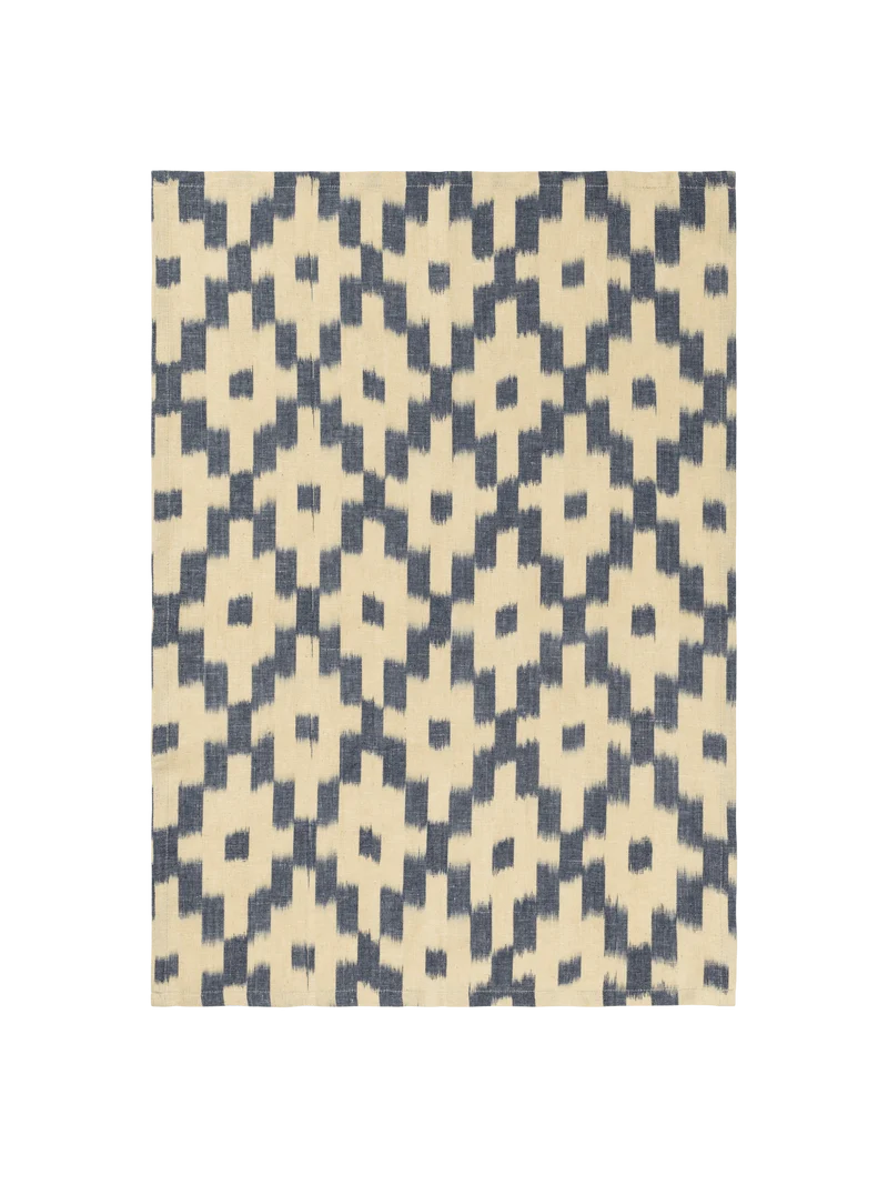 Ikat Tea Towel - Ink Blue/Off-White