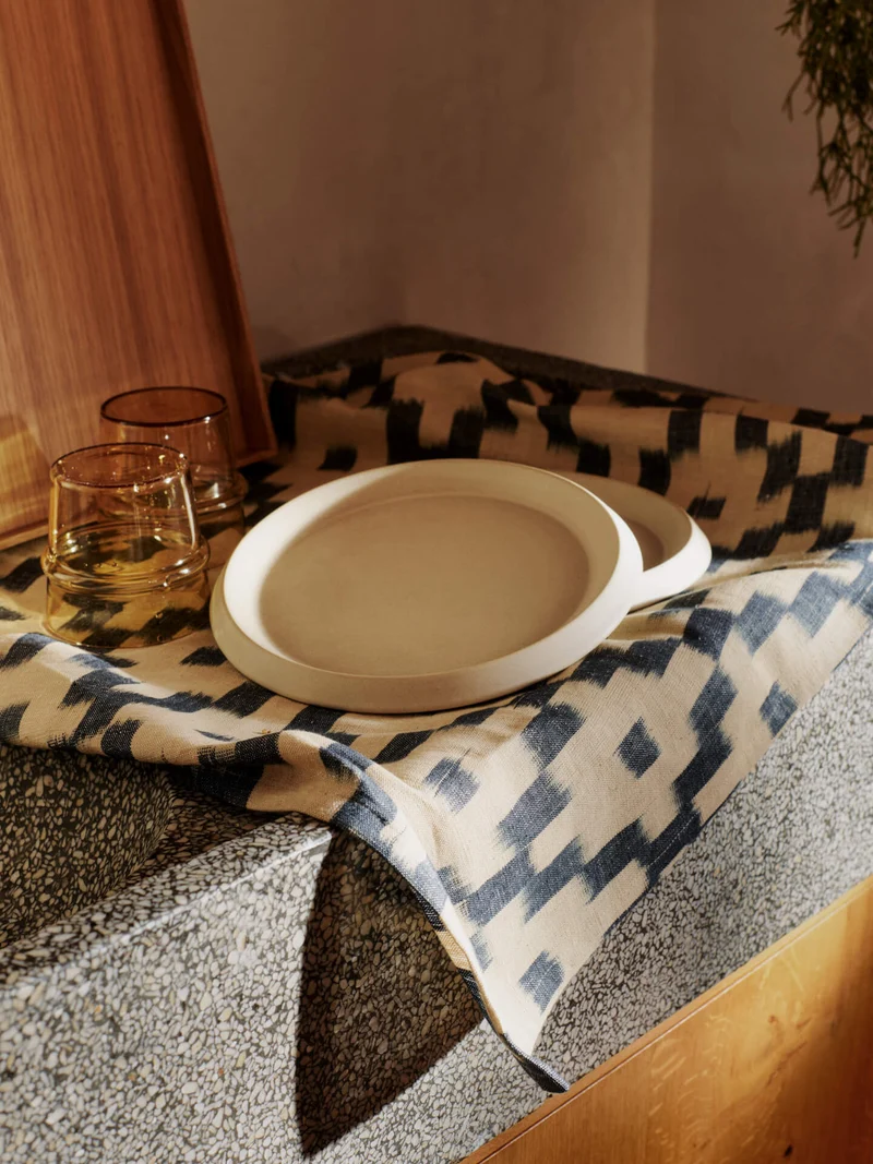 Ikat Tea Towel - Ink Blue/Off-White