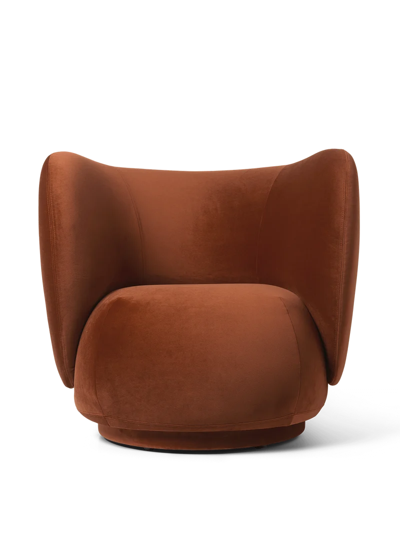Rico Lounge Chair - Rich Velvet - Rust